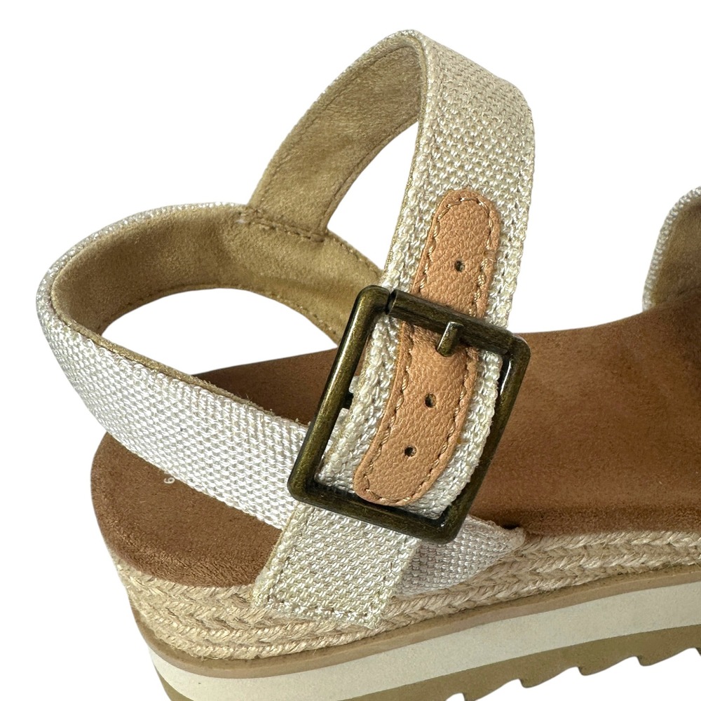 Toms Sandals Shoes Diana Espadrille Wedge Platform Sawtooth Sole Gold 9 Boho - Picture 10 of 12